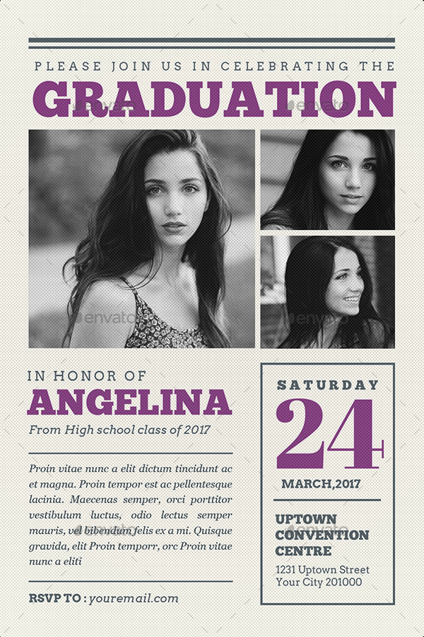 Newspaper Graduation invitation by Guuver GraphicRiver
